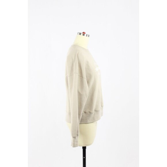 ABERCROMBIE & FITCH Taupe Cotton Fleece Embroidered Crew Sweatshirt, Size XS - Picture 4 of 15